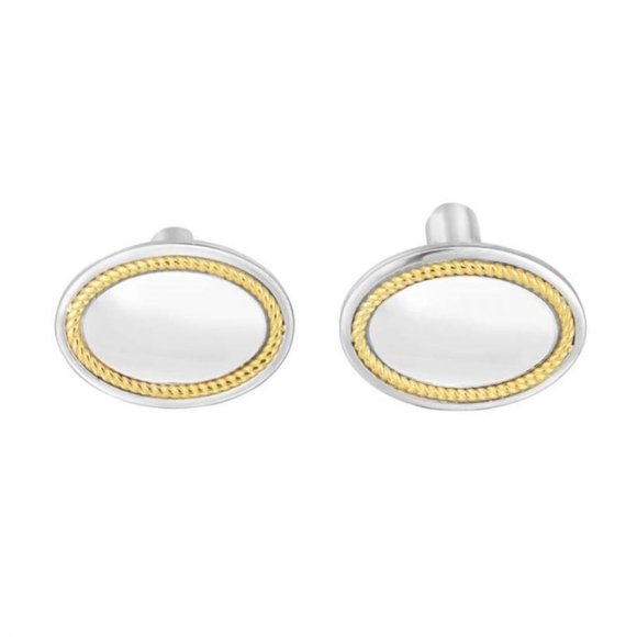 Sterling Silver, 18K Gold Oval Cufflinks - Picture 1 of 1